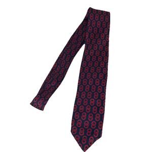 VTG Battaglia Silk Tie Navy Blue Red Men’s Tie Luxury Beverly Hills Chain Link